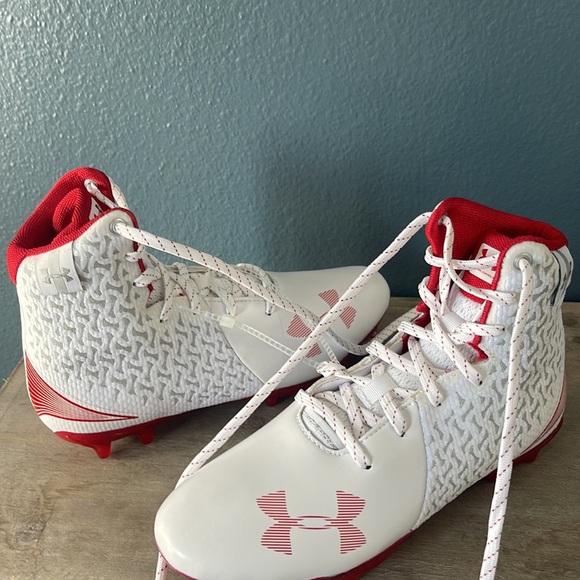 Under Armour Highlight MC Lacrosse Cleats White And Red  size 6 - Picture 10 of 11